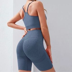 Ruched Sports Bra With Biker Shorts